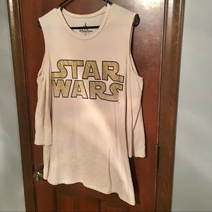 Light Pink & Gold Star Wars Cold Shoulder Top